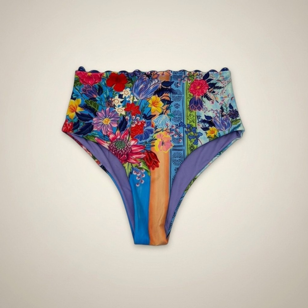 Agua Bendita Multicolor Floral High Waist Bikini Bottom